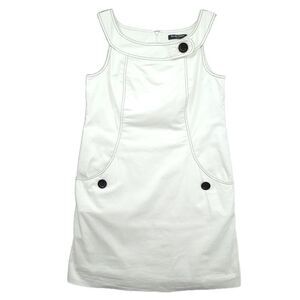 Ellen Tracy White Jumper Dress Large Buttons Size 10